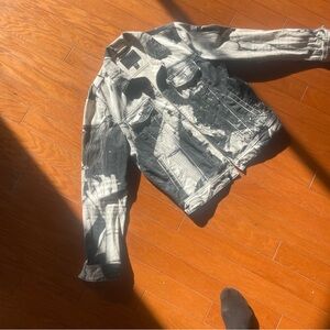 Black and White Graphic Denim Jacket